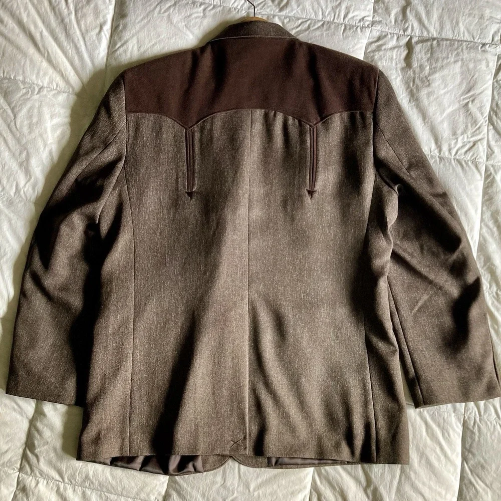 Circle S Boise Western Suit Coat Jacket Chestnut Brown Mens 48R Cowboy Rodeo EUC - Picture 5 of 16